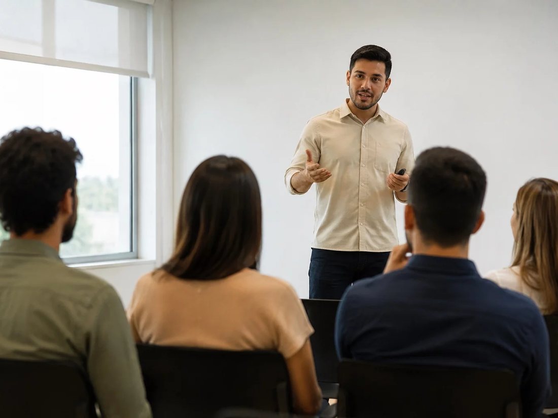 Estudantes com mochilas conversando no corredor de uma universidade