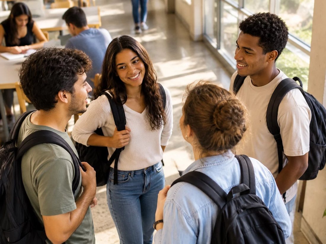 Grupo pequeno lendo páginas impressas de argumentos ao redor de uma mesa